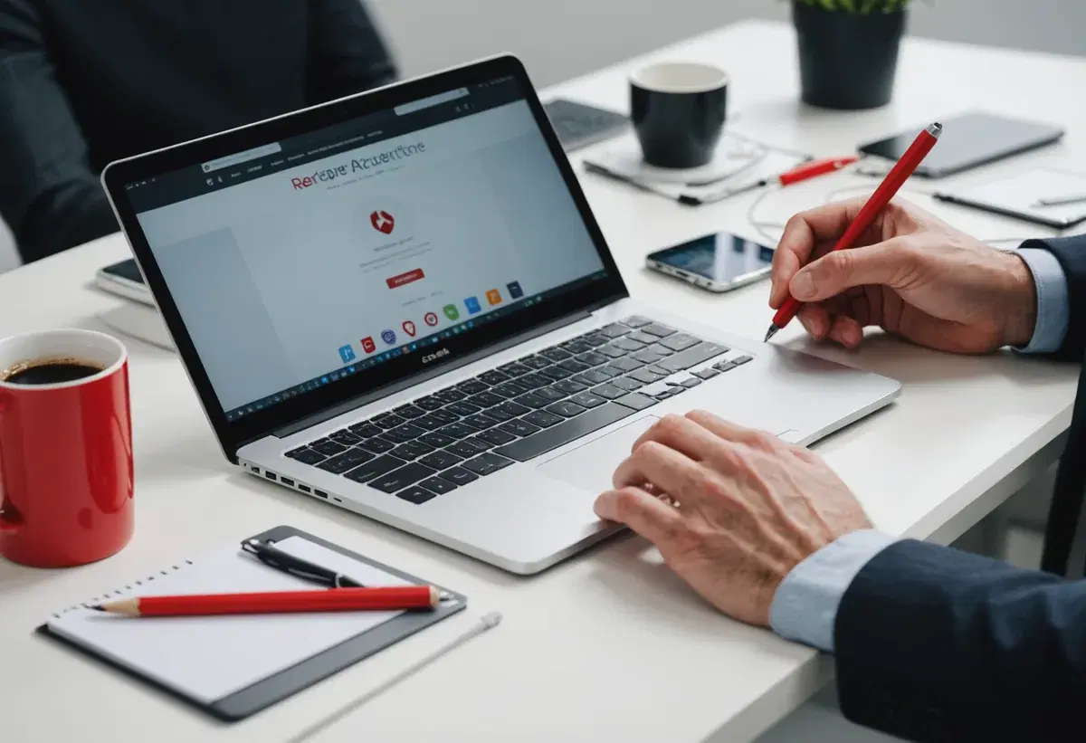 Reparatur wird bequem online auf einem Laptop gebucht