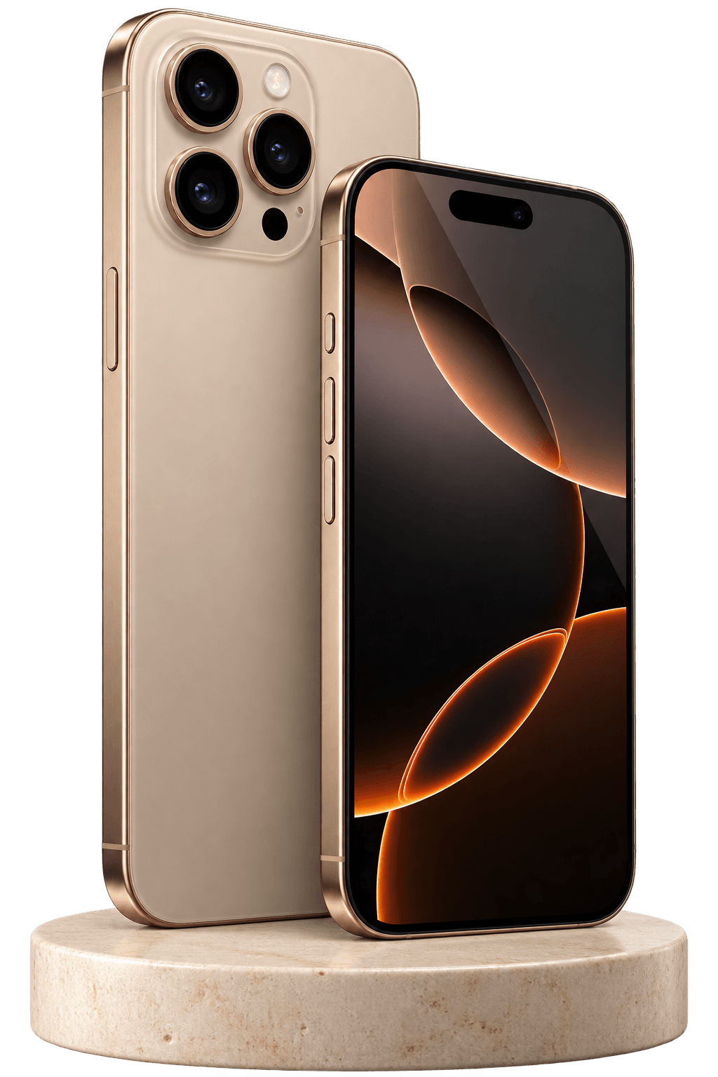 Zwei Smartphones in Titan, mit Vorder- und Rückansicht